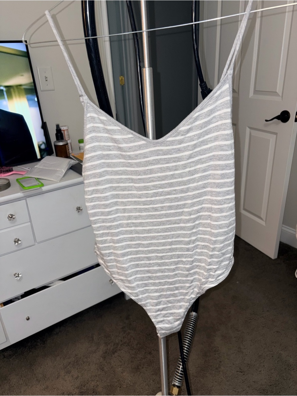 Lulus Gray and white bodysuit